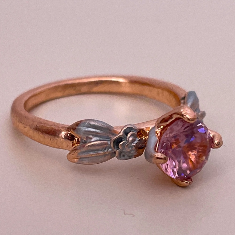 Vintage Rose Gold Pastel Rhinestone Spring Fairy Core Ballet Core Statement Ring